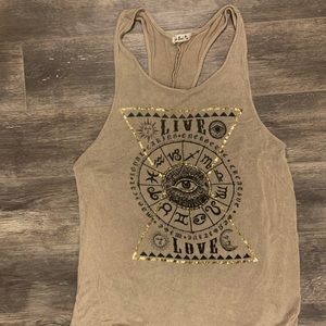 Tan Graphic Tank Top